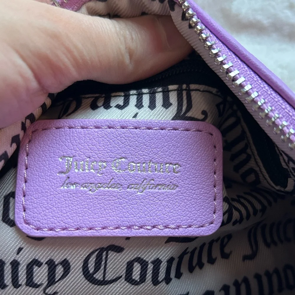 Juicy Couture String of Pearls Roll Bag Violet Tulle Debossed Y2K Coquette Retro